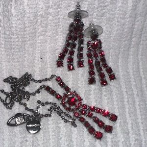 Givenchy red crystal earrings and necklace set. No box or tags. Great condition